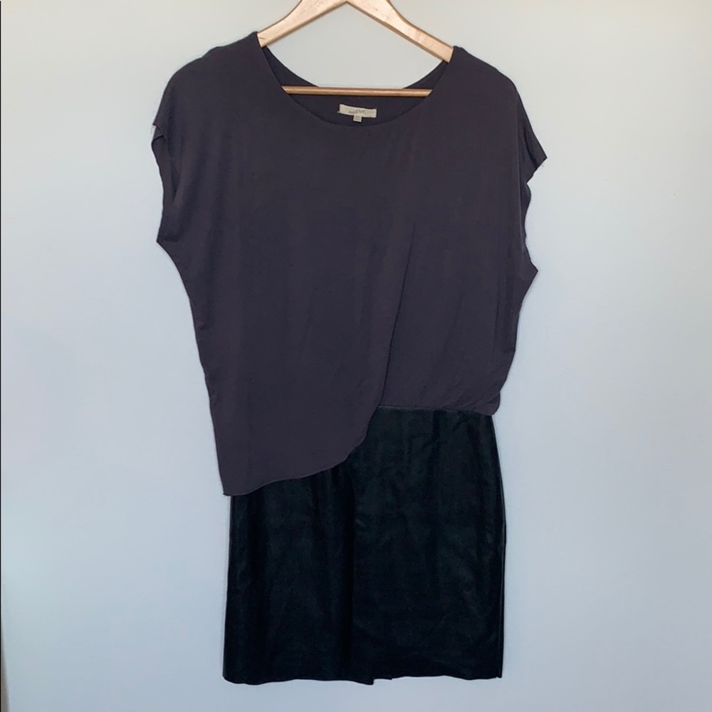 StitchFix Gray and Black Faux Leather Dress